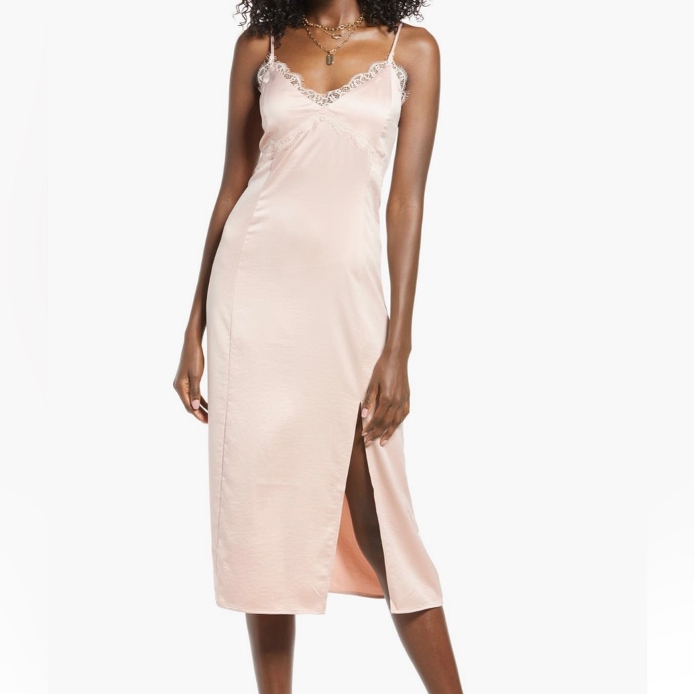 Open Edit Satin Lace Dress
